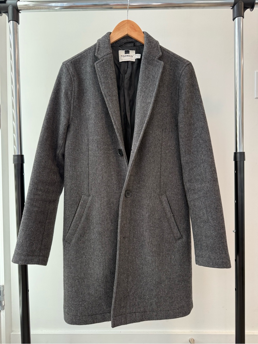 Topman Charcoal Gray Single-Breasted Peacoat